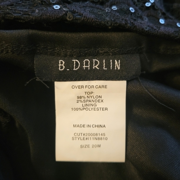 B. Darlin Black Sequin Lace Crop Top Size 20W - Picture 4 of 4